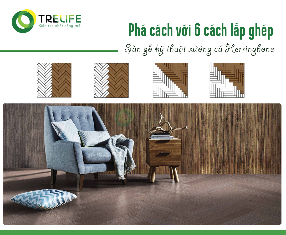 Phá cách với 6 cách lát sàn gỗ kỹ thuật xương cá Herringbone